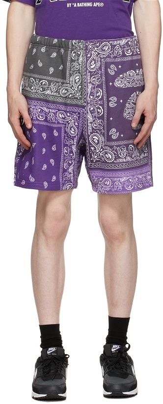 Photo: AAPE by A Bathing Ape Purple Bandana Sweat Shorts