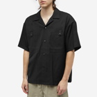 Uniform Bridge Men's Two Pocket Open Collar Short Sleeve Shirt in Black