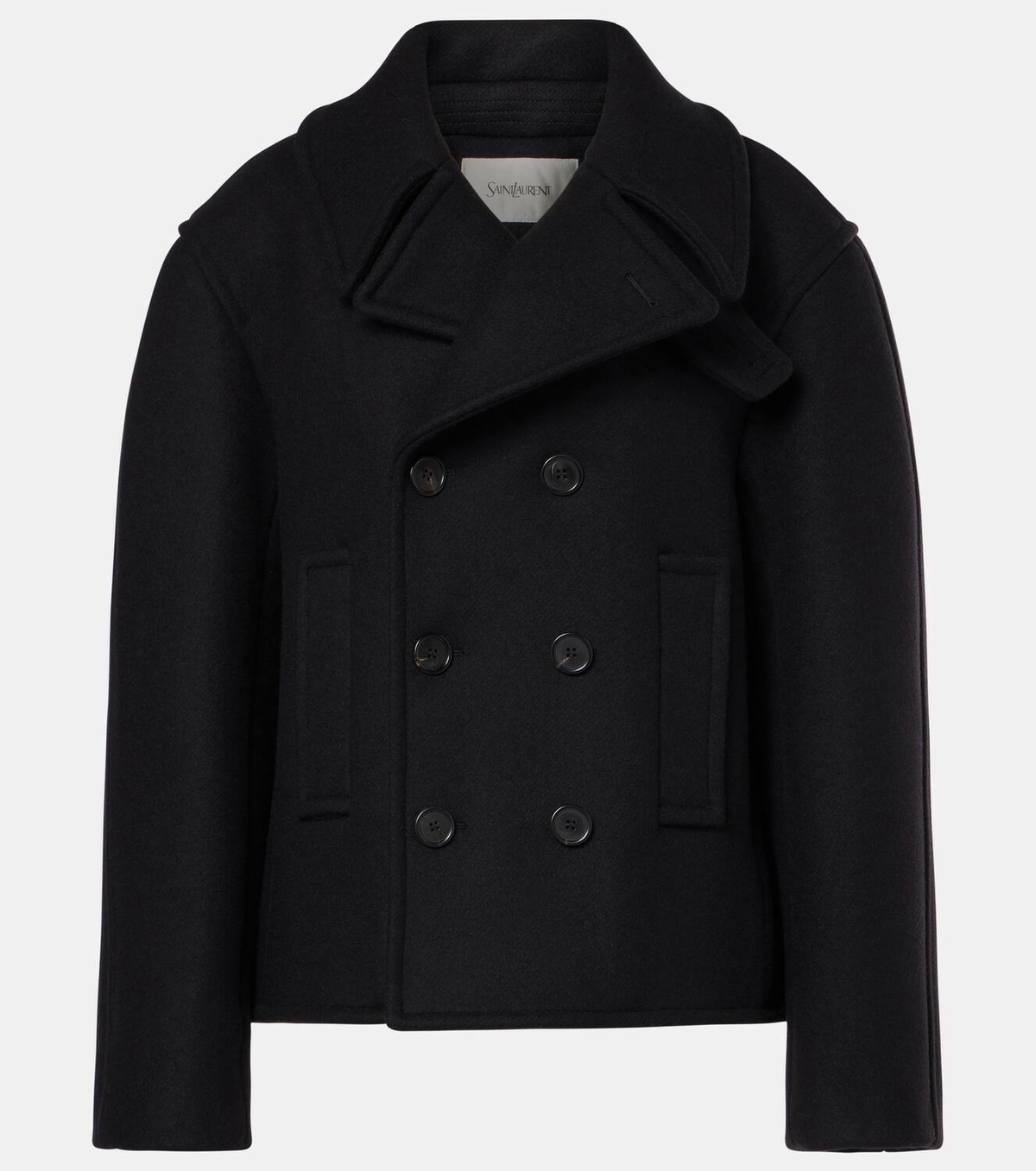 【SAINT LAURENT】WOOL PEACOAT Saint Laurent Oversized virgin wool peacoat Saint Laurent