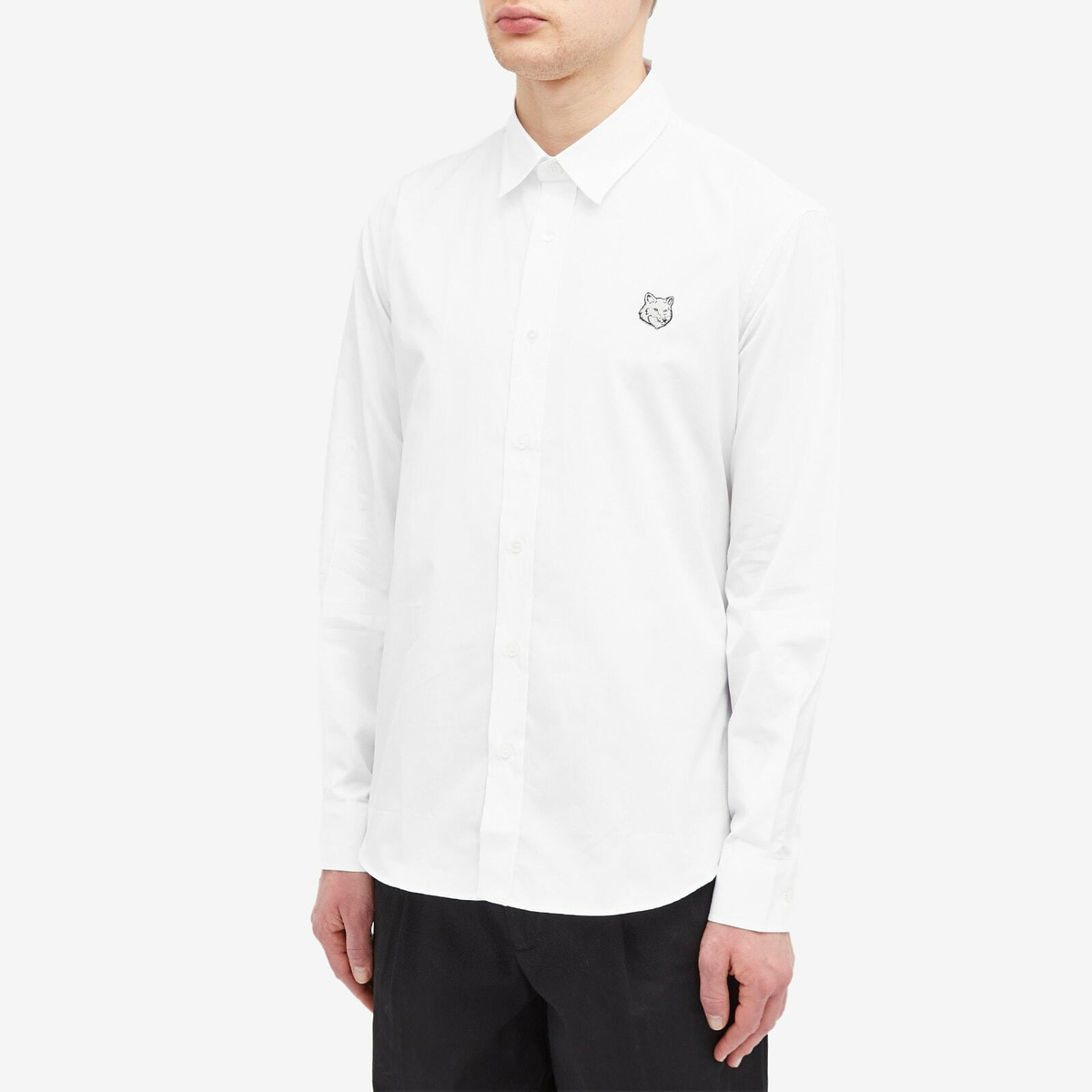 Maison Kitsuné Men's Bold Fox Head Patch Casual Shirt in