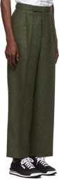 Thom Browne Green Donegal Tweed Single Pleat Side Tab Trousers