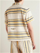 BODE - Namesake Camp-Collar Logo-Embroidered Striped Cotton Shirt - Yellow