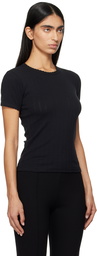 LESET Black Pointelle Slim Fit T-shirt