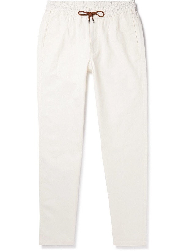 Photo: Sease - Summer Mindset Straight-Leg Cotton and Linen-Blend Drawstring Trousers - White