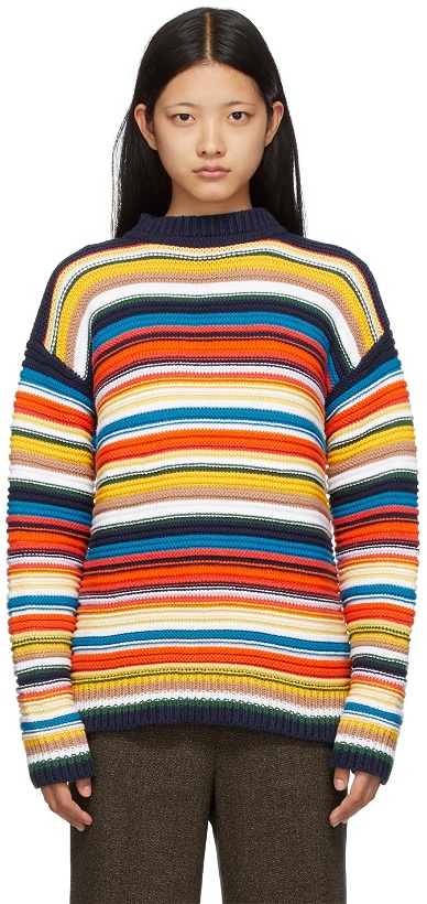 Photo: Victoria Victoria Beckham Multicolor Striped Crochet Sweater