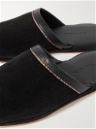Paul Smith - Striped Leather-Trimmed Suede Slippers - Black