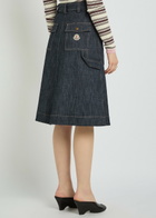 Moncler Belted Stretch-denim Midi Skirt