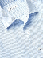 LORO PIANA - Striped Linen Shirt - Blue