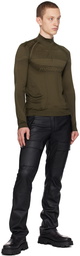 MISBHV Black Straight-Leg Faux-Leather Cargo Pants