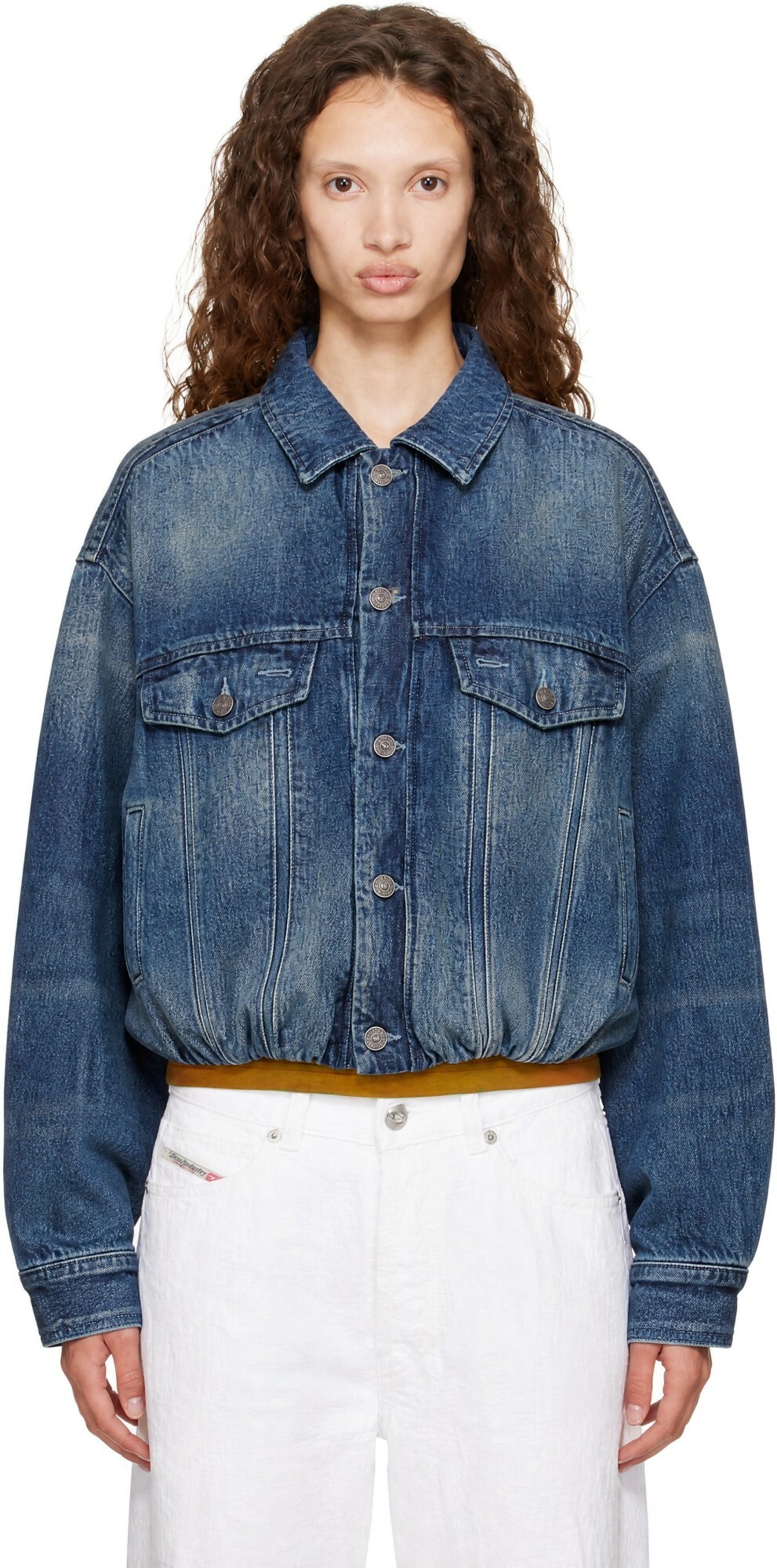 Diesel Blue Elasticated Denim Trucker Jacket
