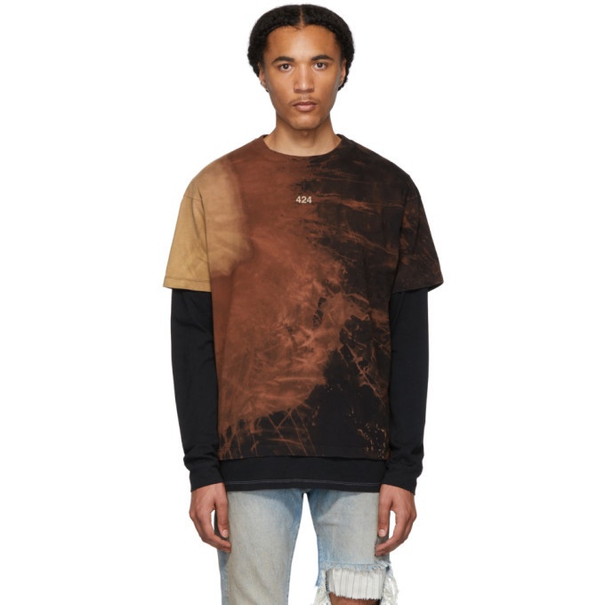 Photo: 424 Black Reworked Double Layer Bleached Long Sleeve T-Shirt