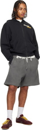 Palm Angels Gray Waist Logo Sweat Shorts