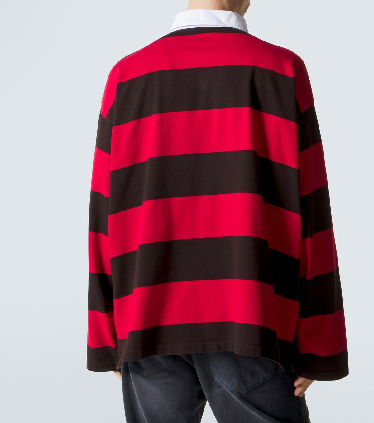 Balenciaga Oversized striped cotton jersey polo shirt
