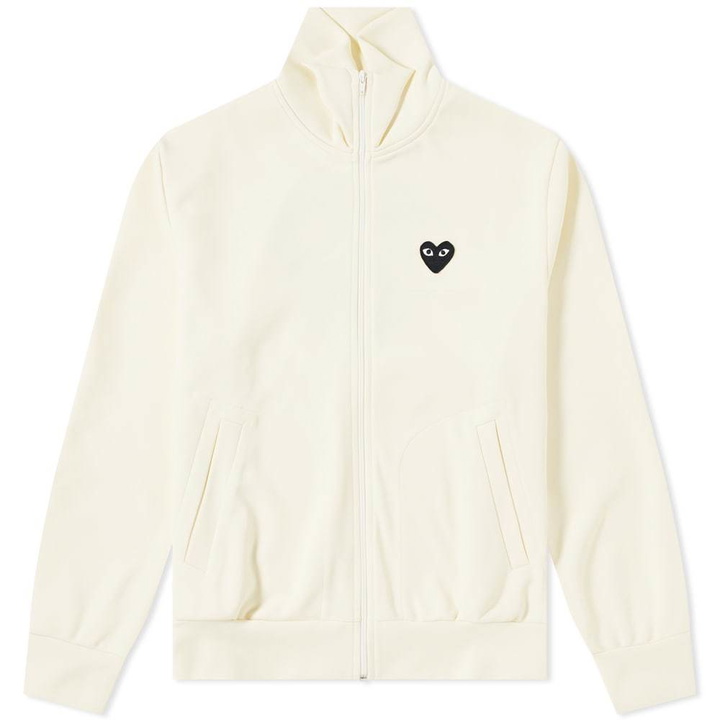 Photo: Comme des Garcons Play Black Heart Zip Back Print Track Top