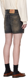 Magliano Black Paint Splatter Denim Shorts