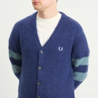 Fred Perry Men's Chunky Tipped Sleeve Alpaca Cardigan in French Navy