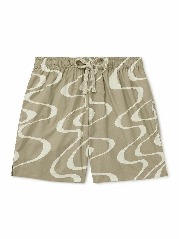Photo: FRAME - Straight-Leg Printed Organic Cotton Drawstring Shorts - Green