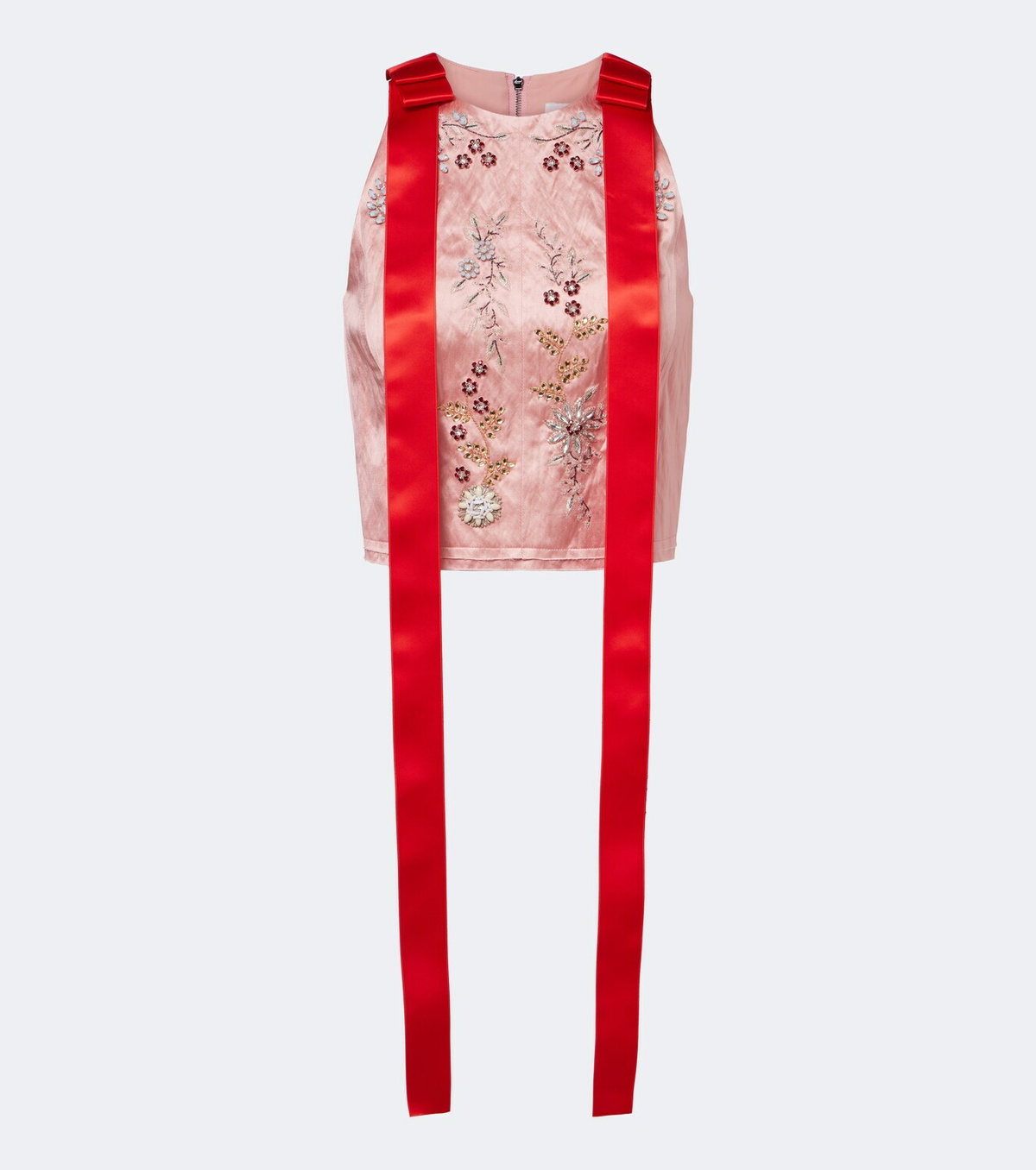 Erdem Bow-detail embellished satin crop top