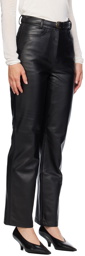 TOTEME Black Straight Leather Pants