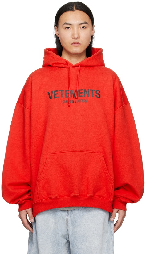 Photo: VETEMENTS Red 'Limited Edition' Hoodie