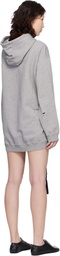 MM6 Maison Margiela Gray Hooded Glove Sweatshirt Minidress