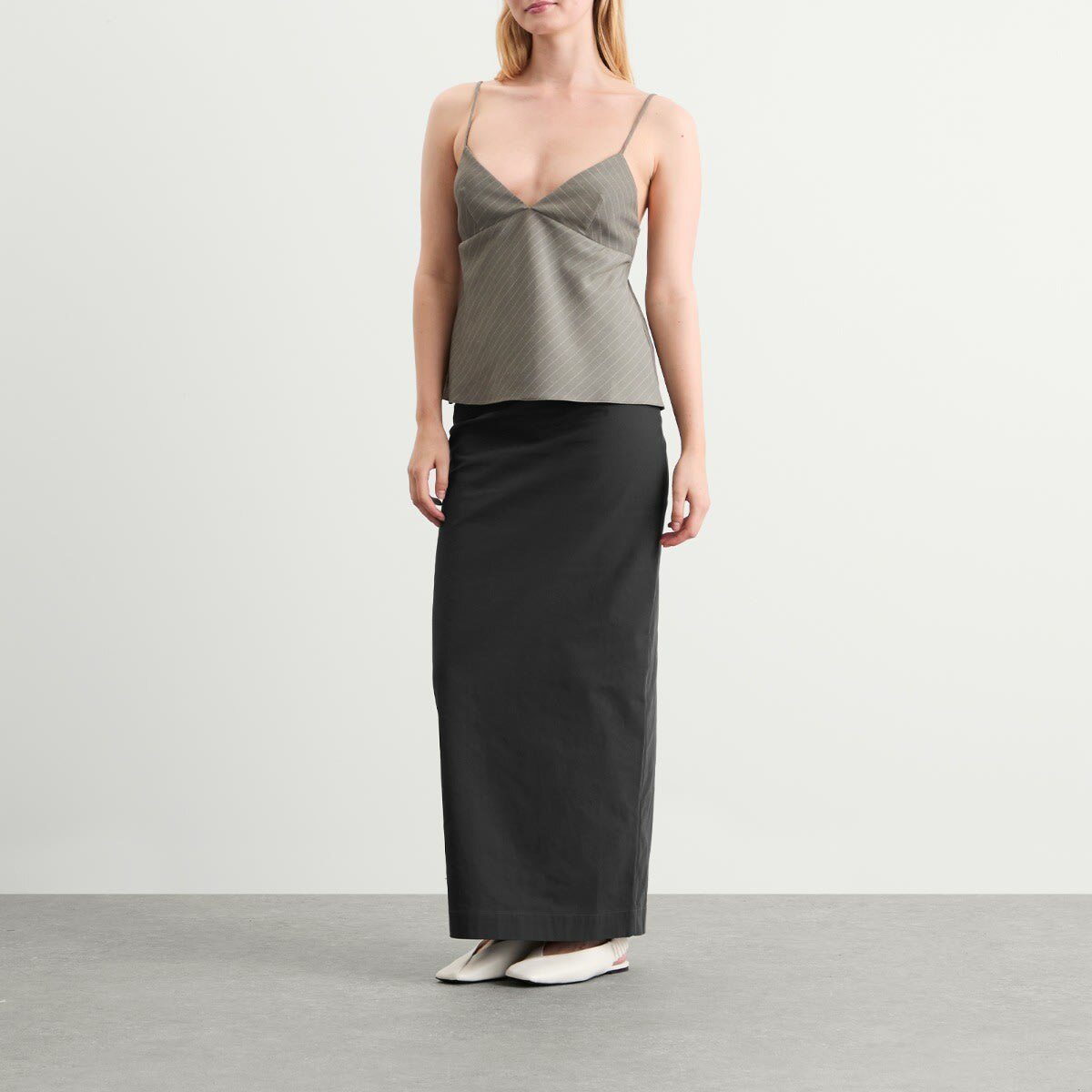 ST. Agni Women's Minimal Column Skirt in Black Olive
