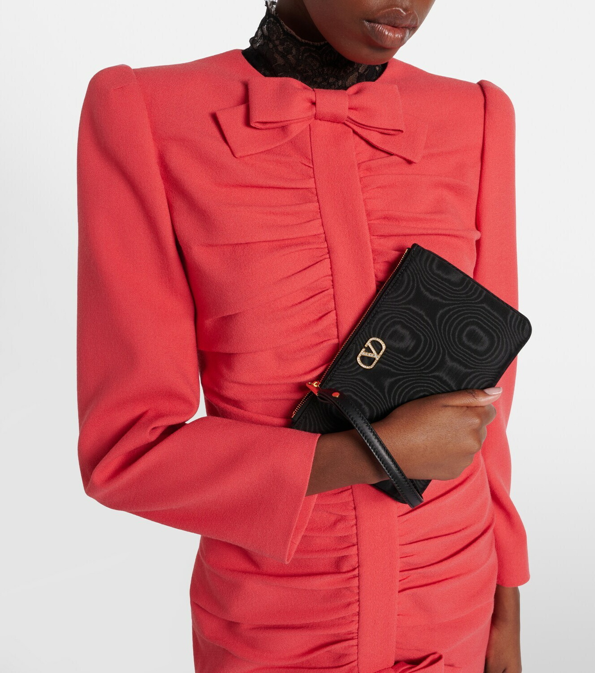 Valentino Garavani VLogo Swarovski®-embellished moiré pouch