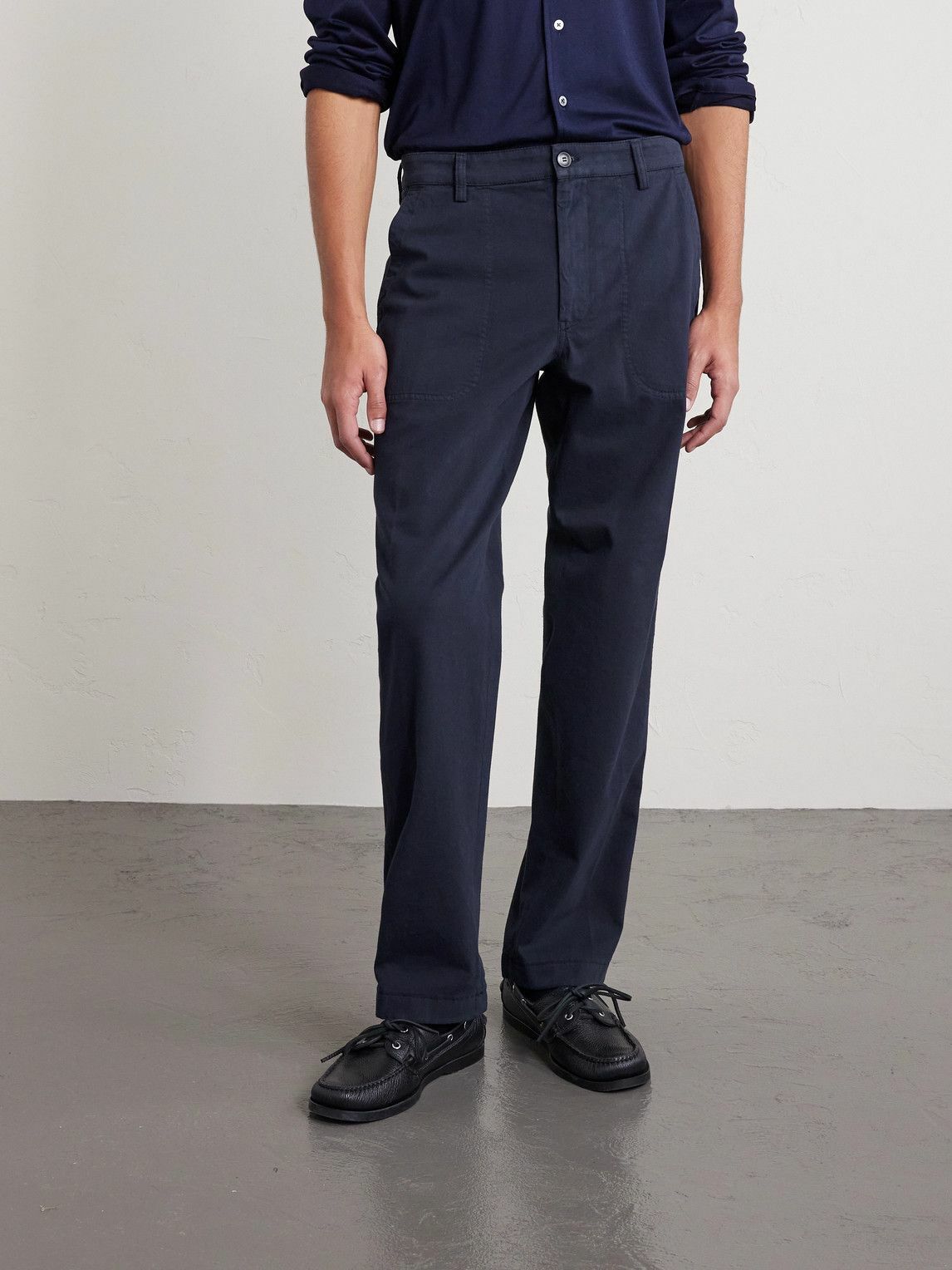 Canali - Straight-Leg Cotton-Blend Twill Trousers - Blue