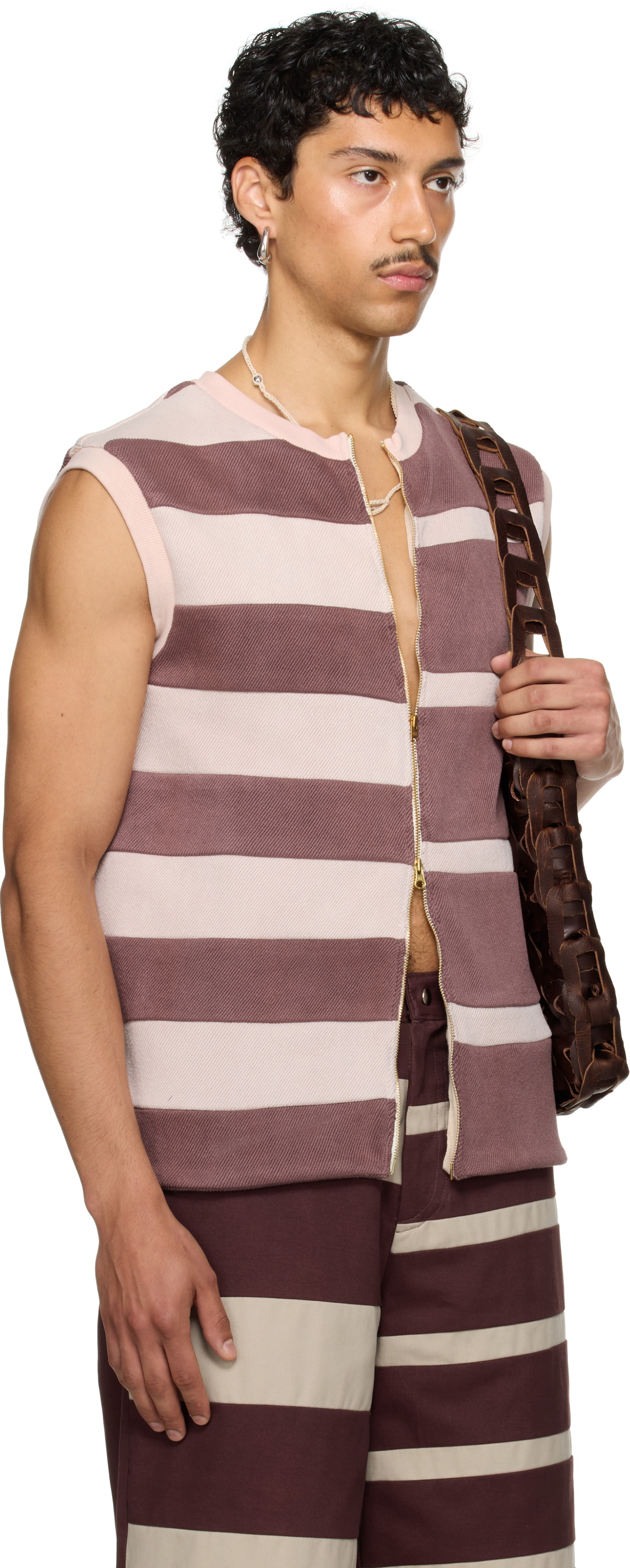 Stanley Raffington SSENSE Exclusive Purple & Pink Contrast Stripe Vest