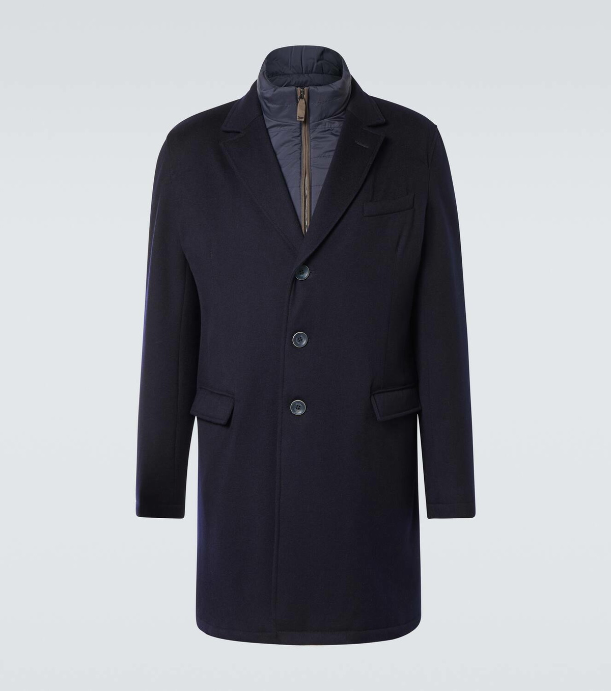 ジャケット・アウター HERNO DIAGONAL WOOL CHESTER COAT COAT IN DIAGONAL WOOL AND NYLON ULTRALIGHT in Blue Dark for