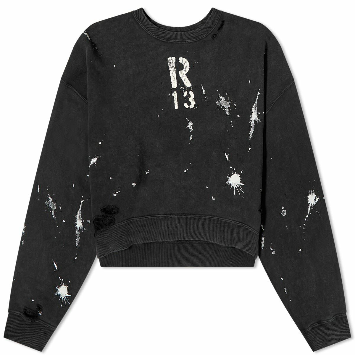 R13 Women's New York Hoodie, Acid Black, S at  Women's