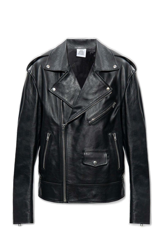 Photo: VETEMENTS Zip-up Long-sleeved Leather Jacket