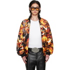 LU'U DAN BRUCE LEE x LỰU ĐẠN Orange & Black 'Bruce Lee' Leather Bomber Jacket