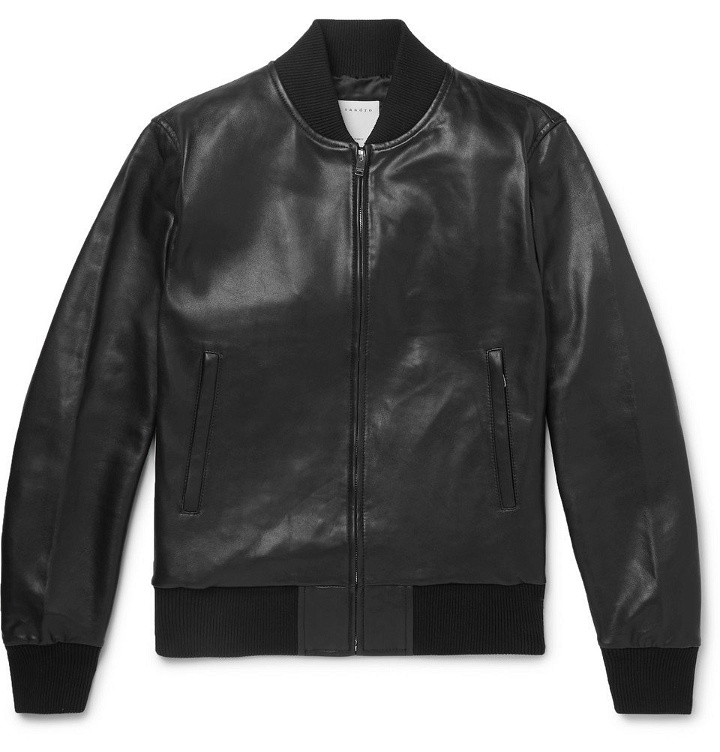 Photo: Sandro - Leather Bomber Jacket - Black