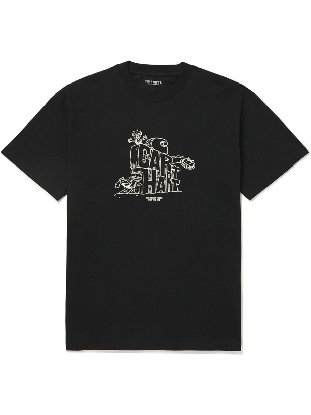Photo: Carhartt WIP - Stone Age Logo-Print Cotton-Jersey T-Shirt - Black