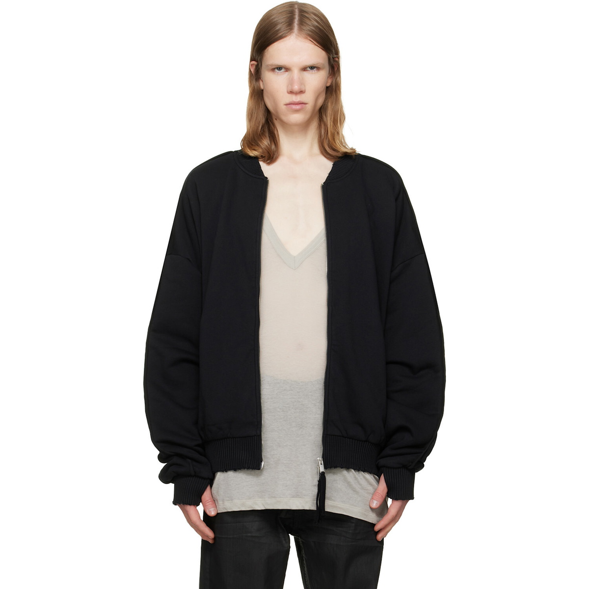 thom/krom Black MSJ 705 Bomber Jacket
