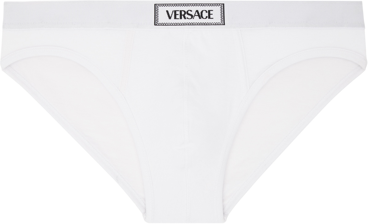 Versace Underwear White 90s Vintage Logo Briefs Versace