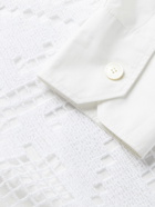 VALENTINO - Grandad-Collar Macramé and Cotton-Poplin Shirt - White