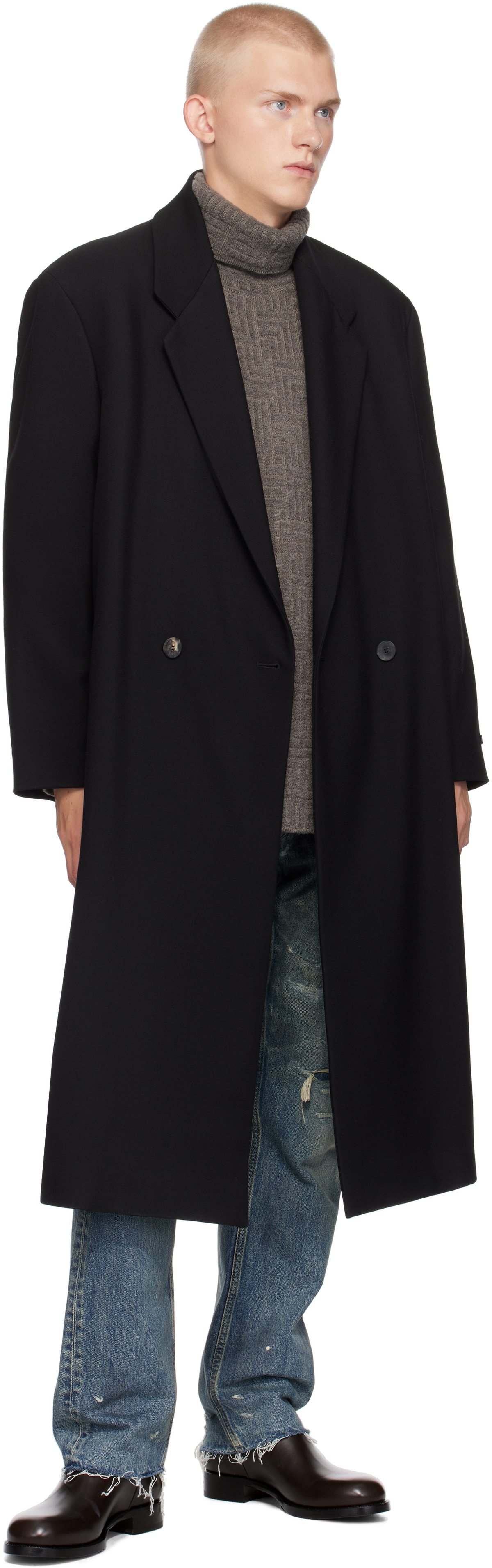 Fear of God Black Wool Gabardine Classic Coat Fear Of God
