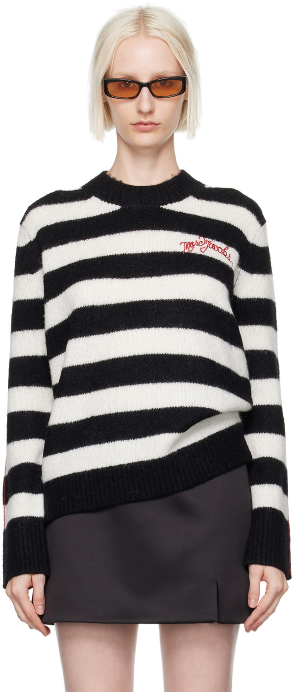 Marc Jacobs Black White The Striped Brushed Logo Sweater Marc Jacobs
