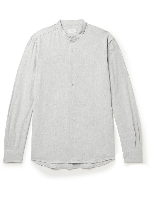 Photo: Altea - Clark Grandad-Collar Herringbone Cotton Shirt - Gray