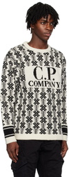 C.P. Company Off-White & Black Jacquard Sweater