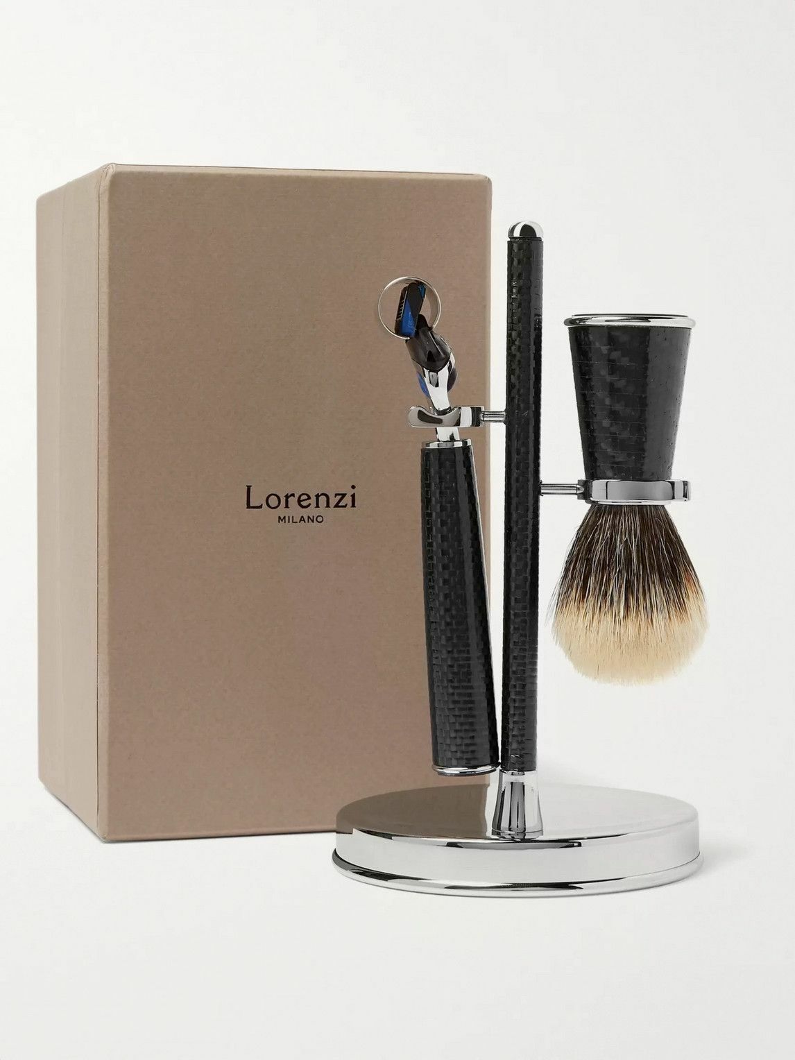 Lorenzi Milano - Three-Piece Carbon-Fibre Shaving Set