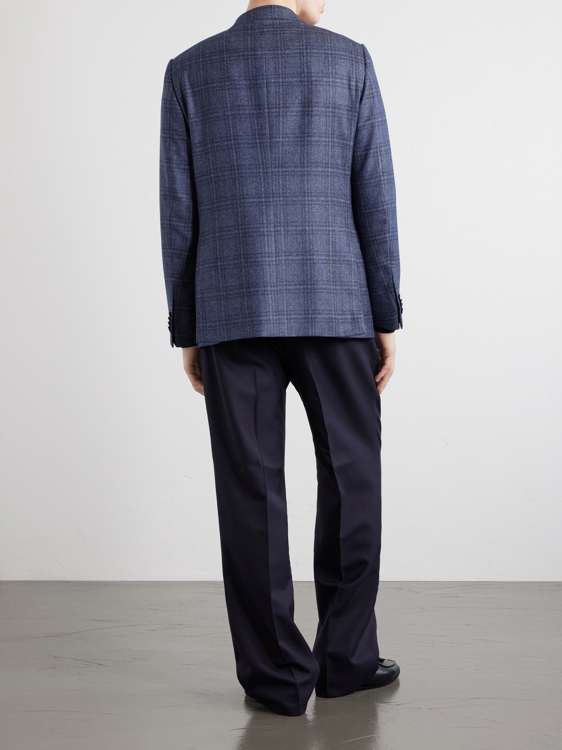 Caruso - Norma Checked Wool Blazer - Blue