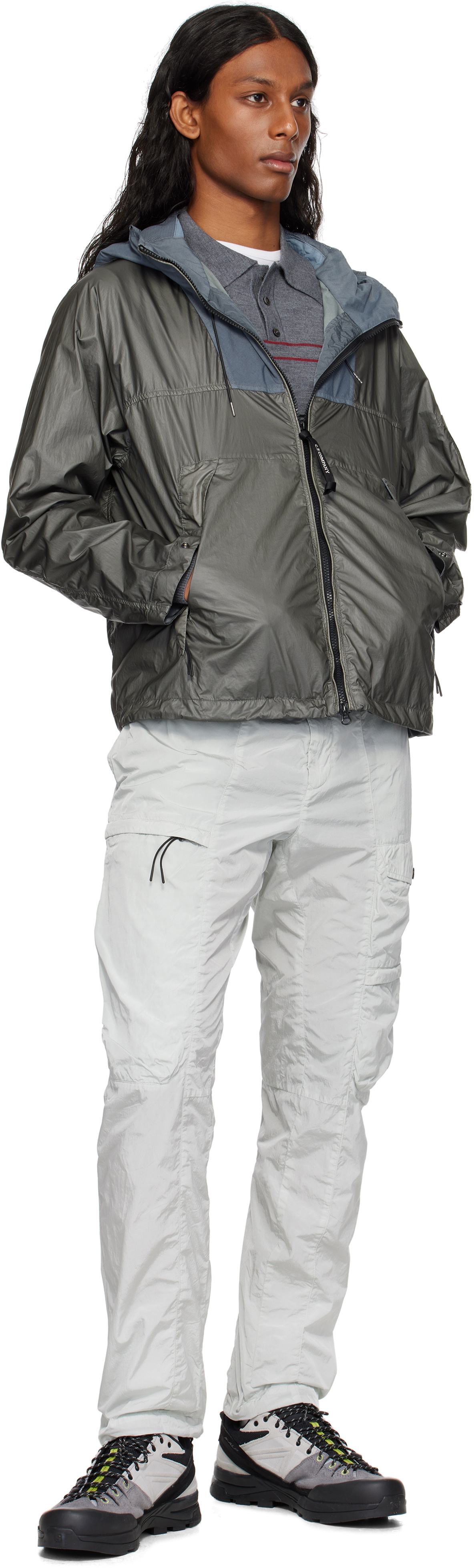 C.P. Company Gray CS II Mixed Hooded Lens Jacket C.P. Company