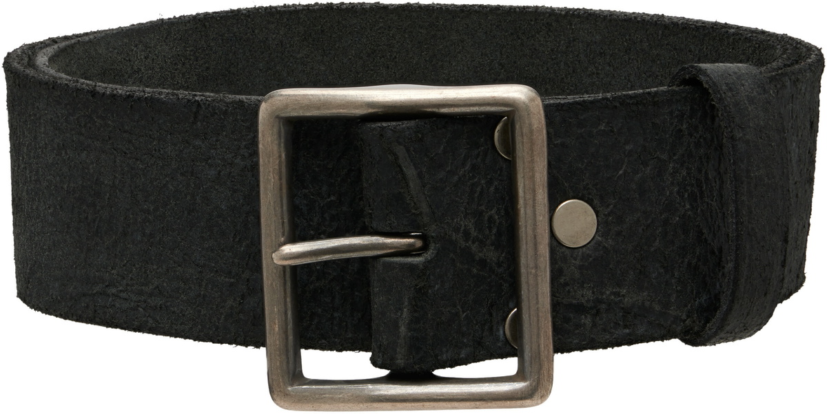 RRL Black Distressed Leather Belt