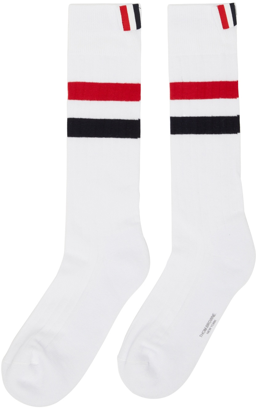 Thom Browne White RWB Stripe Athletic Socks Thom Browne