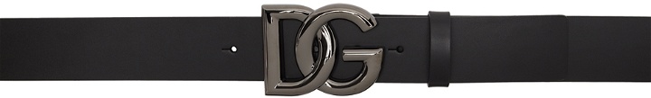 Photo: Dolce & Gabbana Black & Gunmetal Crossed 'DG' Lux Belt