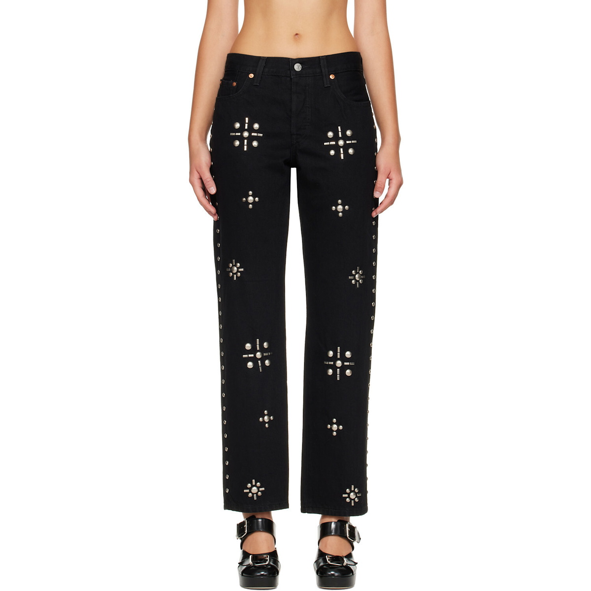 Anna Sui Black Studded Jeans