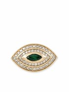 Jacquie Aiche 14K Yellow Gold Halo Eye Diamond And Emerald Ring